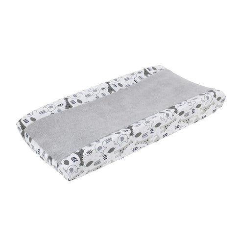 NoJo Love You to The Moon, Grey and White Elephant and Giraffe Plush Changing Pad Cover