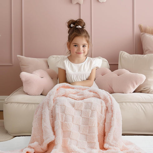Cozy 30 40 Inches, Checkered Baby Blankets Double-Sided Fleece Plush Baby Blankets for Girls, Lightweight Soft and Warm