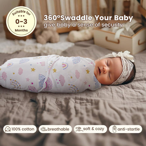 100% 3 Pack 0-3 PHF Cotton Baby Swaddle Sleep Sacks for Newborn, Soft Breathable Baby Swaddle Sack Months for Boys