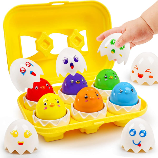 Toddler Montessori Sensory Matching Eggs Toys - Early Educational Learning Fine Motor Skills Color Sorting Games