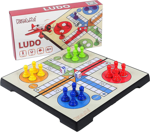 Ludo Magnetic Board Game Set - Folding and Lightweight for Carrying, Gift for All Ages (10 X 10 inches)
