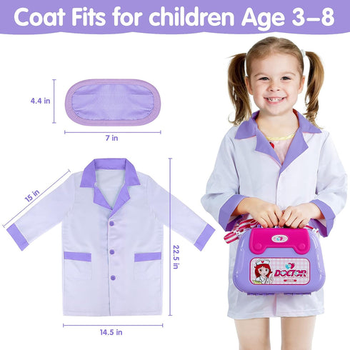 3-5, 22 Set 3 4 5 6 7 GINMIC Doctor Kit for Toddlers Pieces Pretend Play Doctor with Halloween Role Play Doctor Costume