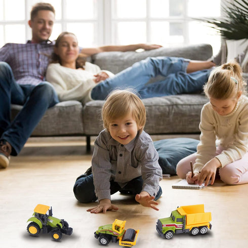 6Pcs Playset Bulldozer ANDOLO Mini Construction Trucks Toys, Small Construction Toys Vehicles Tractor Toys Sand Vehicle