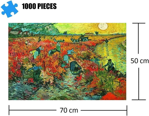 1000 Piece Large Jigsaw Puzzle - The Red Vineyard - 1000 Piece Puzzles for Adults and Teens - Van Gogh Famous Painting Series 19.69 * 27.56 Inches