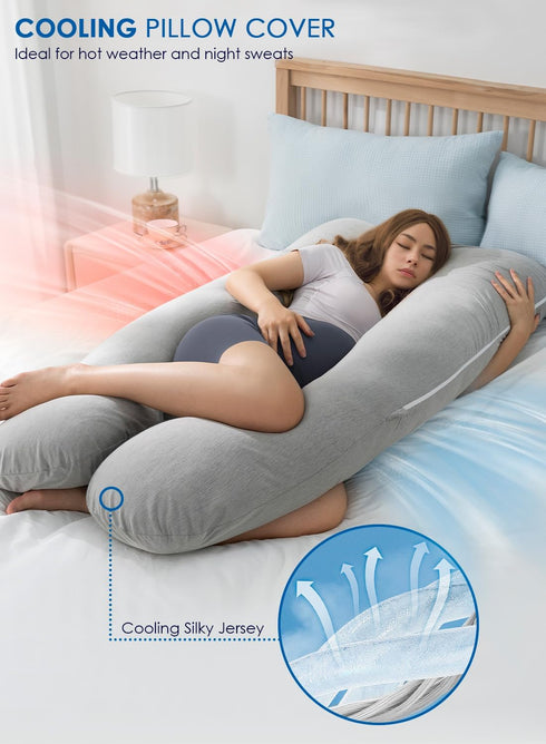55in QUEEN ROSE Pregnancy Pillows, Cooling Maternity Pillow for Sleeping, U Shaped Body Pillow for Pregnant Support