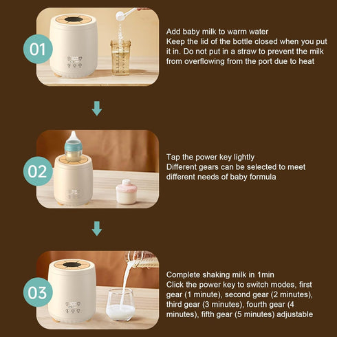 Hamwesh 4 50 75mm Baby Formula Mixer, Automatic USB Charging Portable Low Noise Baby Bottle Shaker, Electric Milk