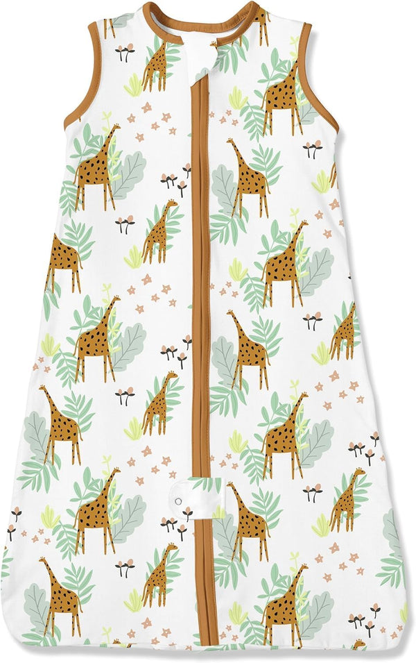 TotAha Giraffe Sleep Sack 0-6 Months - Light Baby Wearable Blanket, Silky Comfort, 2-Way Safe Zippers, 0.5 TOG