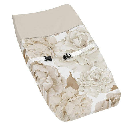 Sweet Jojo Designs Taupe Beige Boho Shabby Chic Floral Girl Baby Changing