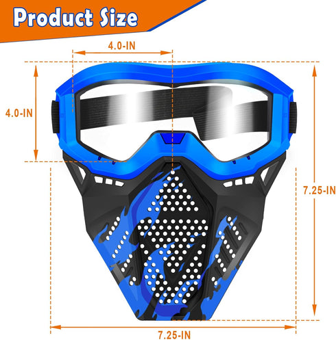 POKONBOY 2 Pack Tactical Mask with Goggles Compatible with Nerf Rival, Apollo, Zeus, Khaos, Atlas, & Artemis Blasters Rival Mask Red & Blue