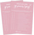 Pink Theme Bridal Shower Games for 25 Guests, What did the Groom Say, Wedding Advice Cards -B12