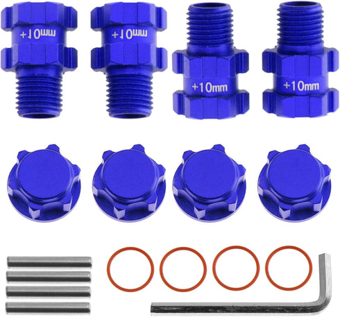 RC Wheel Hex Hubs Adapter 14mm to 17mm Widen 10mm Extended Wheel Hub Drive with Anti-dust Cap Nuts for Arrma 1/10