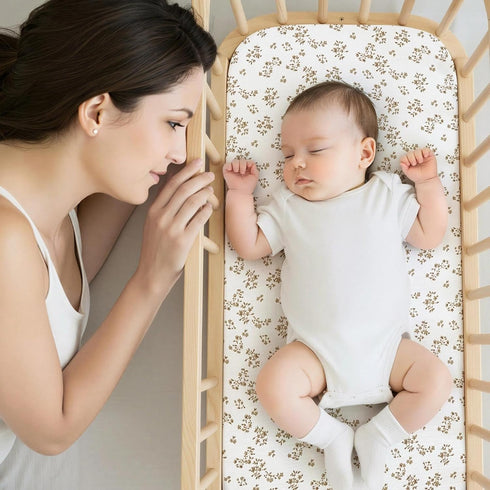 2 Pack Basumee Muslin Bassinet Sheets for Baby Girl Boy Soft Breathable Baby Bedside Bassinet Fitted Sheets with Bottom