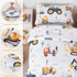 Set, 4 Sets Set PERFEMET Car Printed Toddler Comforter Pieces Toddler Bedding for Boys, Reversible Tractors Pattern