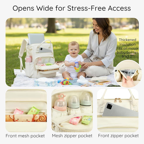 Backpack, AIJIEKE Diaper Bag, Large Wide-Open Baby Diaper Multi-functional Baby Travel Tote Bag, Diaper Bag