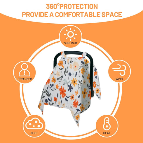 80S Summer, Muslin Car Seat Cover for Babies - Soft & Breathable Infant Carrier Canopy, Lightweight Sunshade