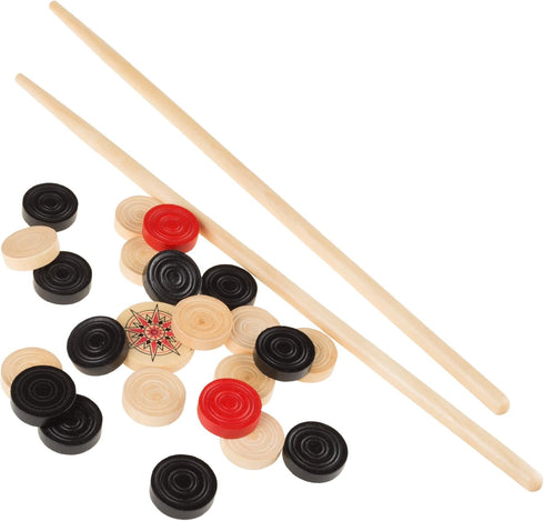 Carrom Board Game - Classic Strike and Pocket Table Game with Cue Sticks, Coins, Queen and Striker