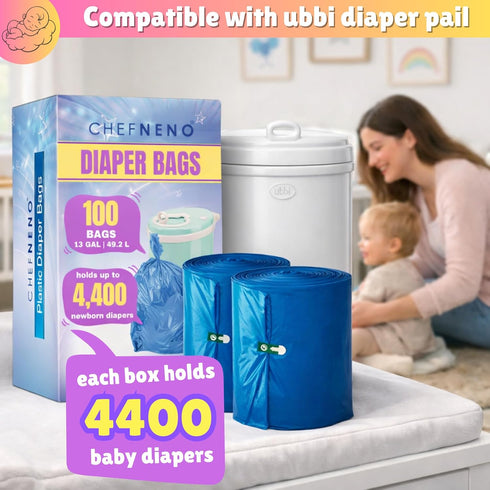 (100 13 (100 Disposable Diaper Pail Refill Bags Bags) Compatible with Ubbi Diaper Bag Pail Gal Capacity Diaper Pail Bag