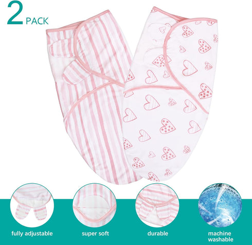 Biloban Swaddle Blankets for Baby Girl, Baby Swaddles 3-6 Months, Baby Swaddle Cotton, Newborn Swaddle, Baby Essentials, Lovely Pink Print, 2 Pack by Biloban