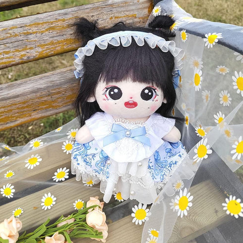 niannyyhouse 20cm Plush Doll Clothes - Blue Dress & Headwear for 8in Soft Stuffed Plush Toy Accessories