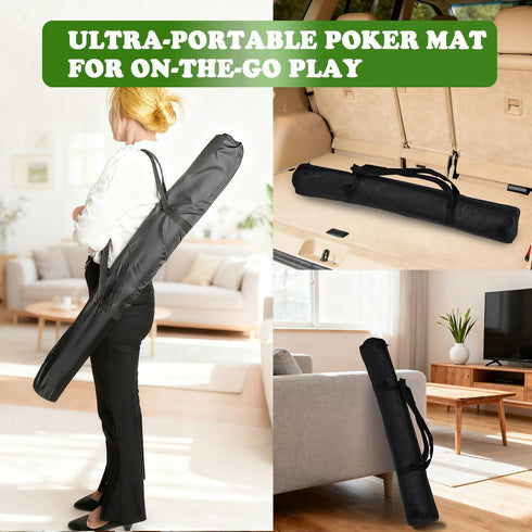 70 35 Inch 8 Waterproof x Poker Mat, Player Portable Texas Hold'em Poker Table Top with Carrying Bag, Anti-Slip Rubber