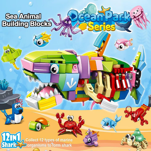 BAOXUE 24 Packs Set, Valentines Day Cards for Kids School, Animal Building Block Valentines Day Gifts for Kids