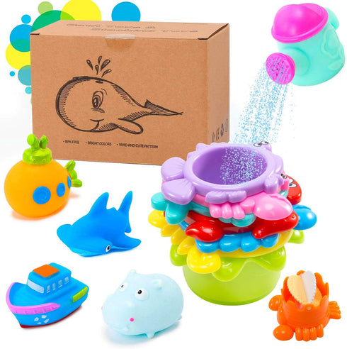 INNOCHEER Baby Bath Toys for Water Table, 13 Pcs Toddler Water Toys with Quick Dry Organizer Net