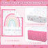 Hahafelt 3 Set Set Piece Rainbow Boho Crib Bedding for Girls Inspirational Quote Pink Baby Crib Bedding Standard Size