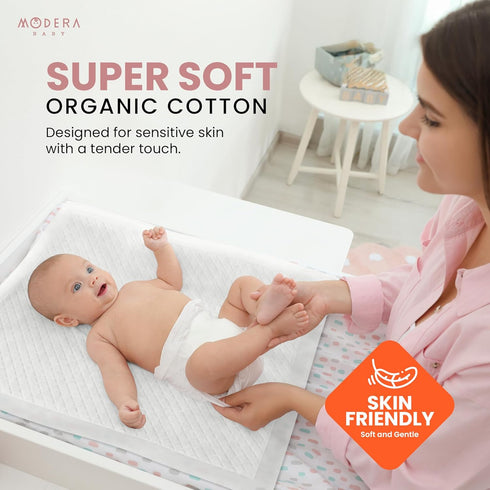 (30x18) 50-Pack Organic Cotton Disposable Changing Pad Liners | XL-Large Hypoallergenic Super Soft Ultra Absorbent