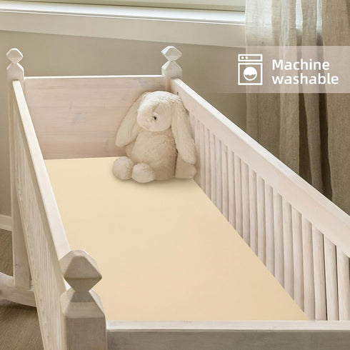MIGIOL 100% 52 28", 2 Cotton Crib Sheet, Cotton Breathable Crib Sheet, Standard Crib Sheet, Size "X Pieces (Apricot