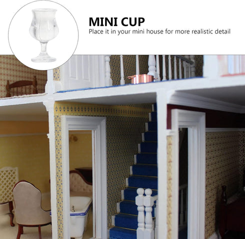 34 Pcs Miniature Cups 1/17 Dollhouse Miniature Wine Glass Drink Cups Set for Kitchen Accessories