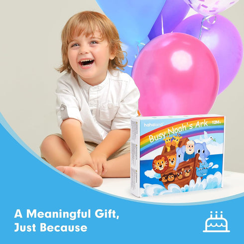 1-3 1 hahaland Noah's Ark Toy Busy Book for Toddlers - Baptism Gifts for Boys Girls - Montessori Toys for Year Old