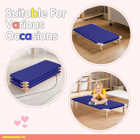 10 23"" 51"", RowinsyDD Pcs Cot Sheets for Daycare, X Blue Daycare Cot Size Sheet with Corner Elastic Loops for Child