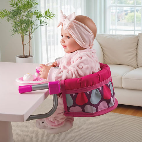1220 Inch 3+ BABESIDE Baby Doll High Chair for Dolls, Foldable Table Seat Doll Furniture, Portable Feeding Chair