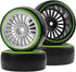 4Pack ShareGoo 1/10 RC Drift Car Tires Plastic Tyres and 12mm Hex Hard Plastic Wheel Rims Compatible with Traxxas HSP Tamiya Kyosho HPI RC 1/10 Drift Drifting RC Car