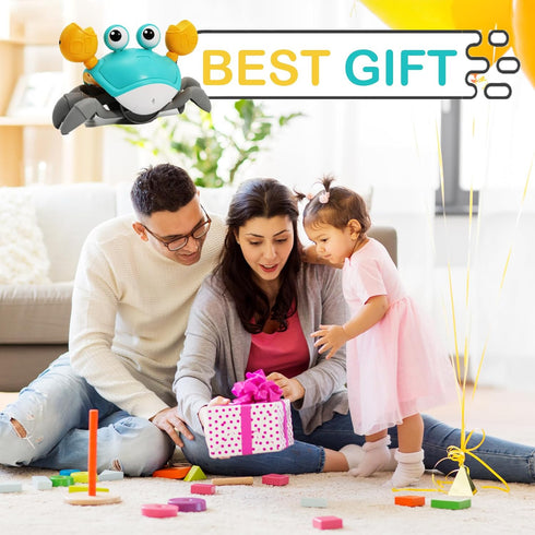 Pbooo Crawling Crab Baby Toy - Interactive Walking Dancing Crab Toy (Infrared Sensing) for 3-12 Months, Toddler Learning