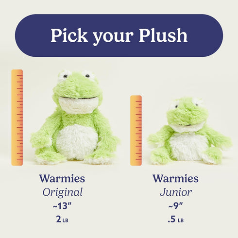warmies Junior Microwavable & Weighted Stuffed Animals, Frog, Heated Plushie for Warmth & Comfort
