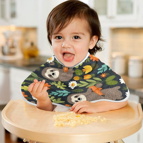 Bulletgxll Set 4, Sloths with Flowers Unisex Baby Burp Cloths of Soft Absorbent Organic Cotton Muslin Burping Cloths