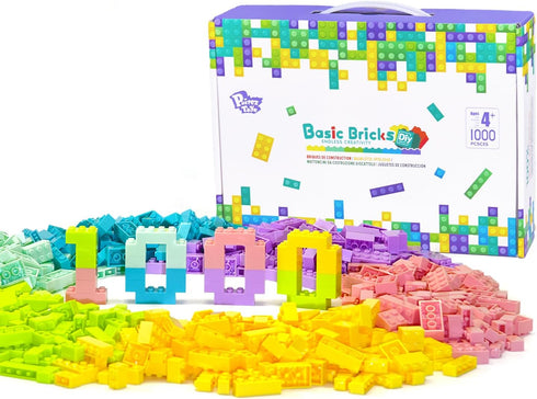 Classic Building Bricks Playset, 1000 Pieces Bulk Blocks Set, STEM Toys for Kids 4+ Years Old, Compatible with All