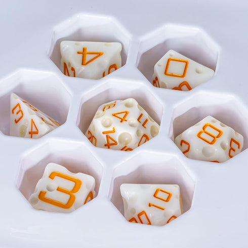 Cheese Dice DND Dice Set - 7PCS White Polyhedral Dice for Dungeons and Dragons Tabletop Role Playing Games
