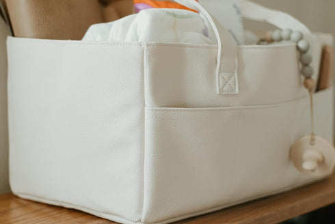Uniklook Baby Diaper Caddy - Faux Leather -Nursery Storage Bin and Car Organizer for Diapers and Baby Wipes Stylish