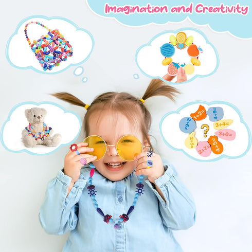 BEMITON Ideal Birthday Gift for Girls Aged 3-7, Pop Beads Jewelry Making Kit for Creative Play