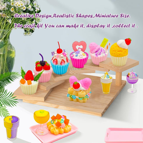 Sendhjurf Making Mini Food Toy,DIY Craft Kits,Mini Collectibles,Dollhouse Accessories,Cream Play,Create and Display