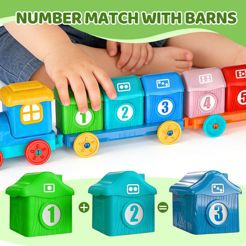 KiddoTOYZ 2 3 Old-Counting Toddler Learning Toys for Year Matching & Sorting Activity Montessori Train Toys with Farm
