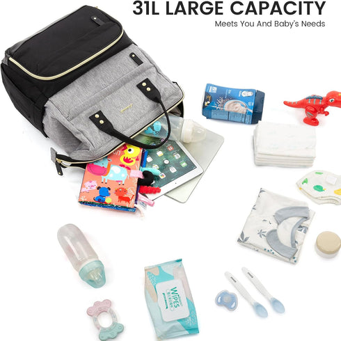 Backpack, Backpack Mommy LOVEVOOK Diaper Bag Baby Bag with Changing Station, Large Diaper for Mom Dads, Waterproof