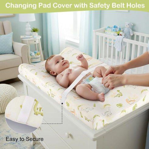 2 Pack 32"x16", Basumee Muslin Changing Pad Cover Waterproof Baby Changing Table Covers for Boys and Girls Soft