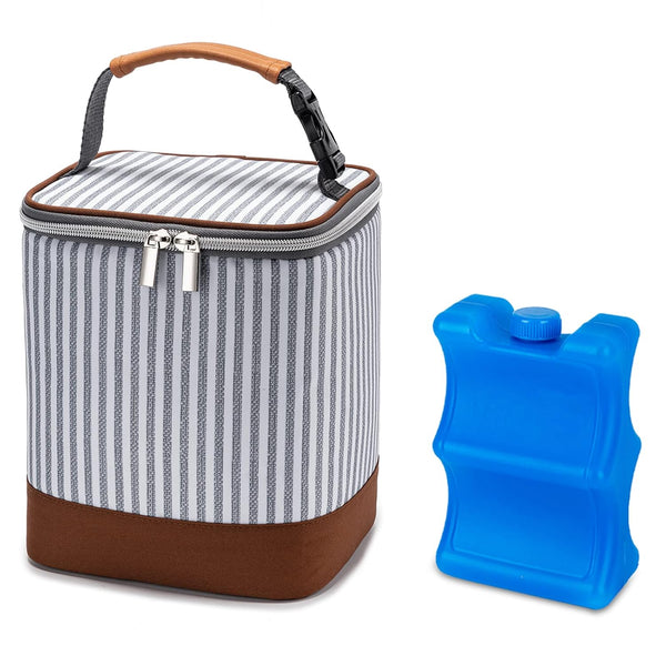 Breast Milk Cooler Bag with Ice Pack | Fits 4 Baby Bottles Up to 9 Ounce | Great for Nursing Mom Daycare, Strap