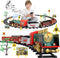 Mini Tudou Christmas Electric Train Set w/Steam, Sound & Light, Remote Control Train Toys with Steam Locomotive Engine,