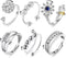 Aucuu 6PCS Anti Anxiety Fidget Ring for Women, Open Adjustable Ring, CZ Cubic