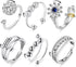 Aucuu 6PCS Anti Anxiety Fidget Ring for Women, Open Adjustable Ring, CZ Cubic