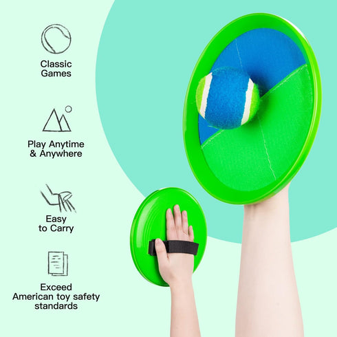 EVERICH TOY Beach Toys for Outdoor Games, Upgraded Paddle Toss Game for Kids Ages 3-10, Family Gifts with Rackets